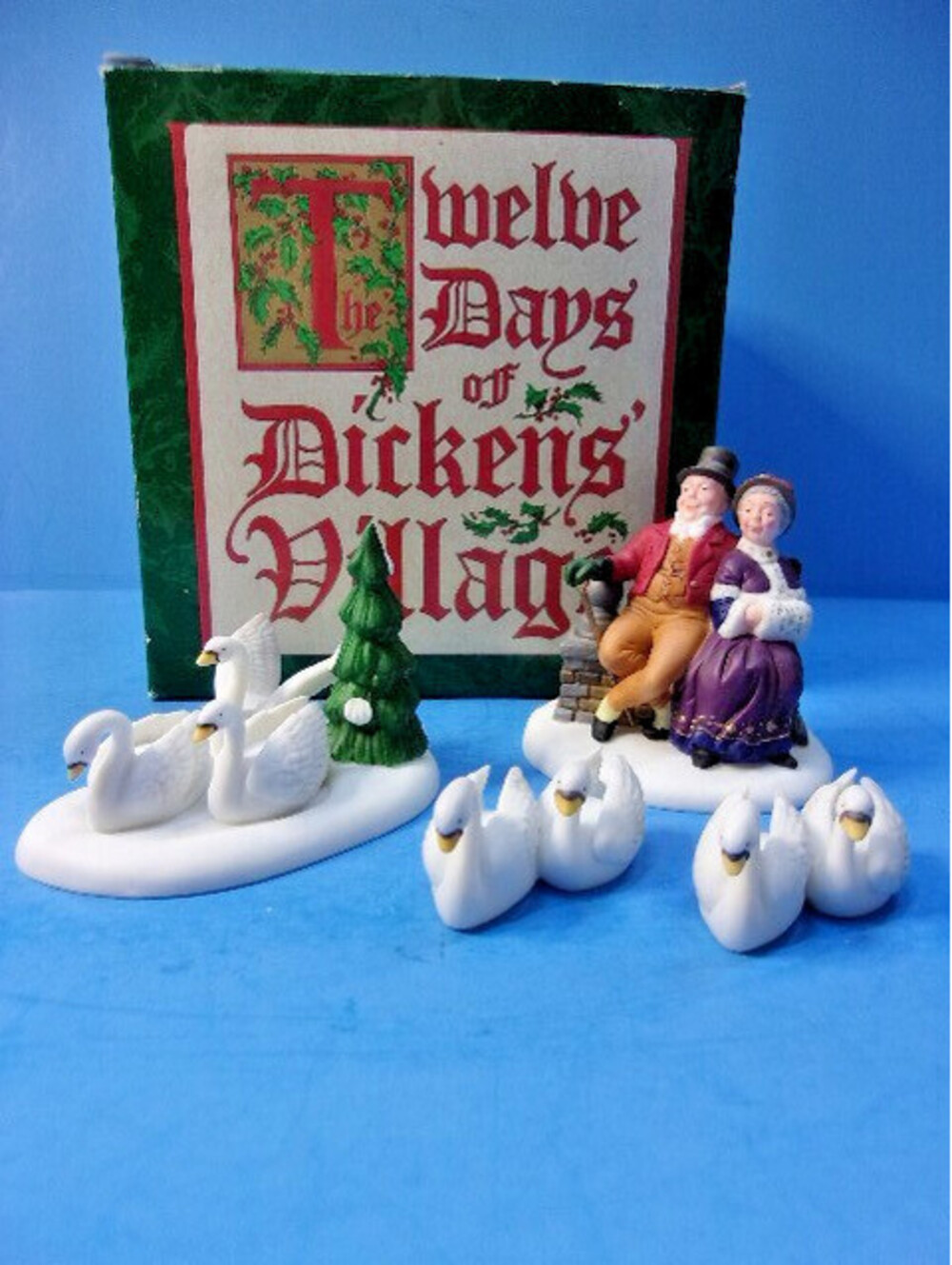 Dept 56 Twelve Days of Christmas VII Seven Swans a Swimming #58383 Set of 4 IOB
